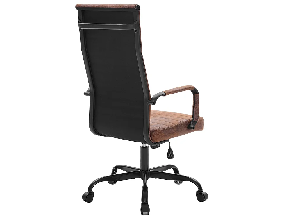 Sedia da Ufficio in Simil Pelle Industrial Poltrona Scrivania Girevole Base Nera
