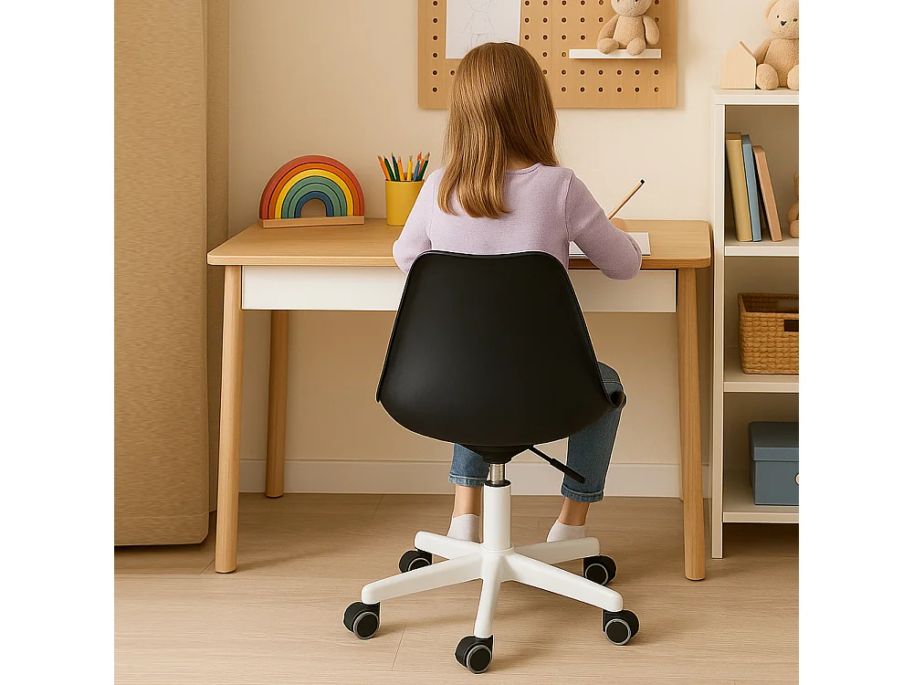 Sedia da Ufficio Full Nero Poltrona da Studio e Casa Ergonomica con Ruote