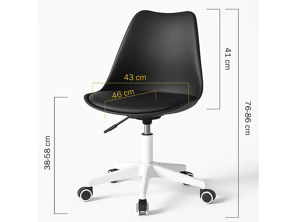 Sedia da Ufficio Full Nero Poltrona da Studio e Casa Ergonomica con Ruote