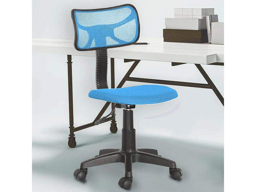 Sedia Girevole 5 Ruote Ufficio Cameretta Scrivania Schienale Ergonomico Azzurro