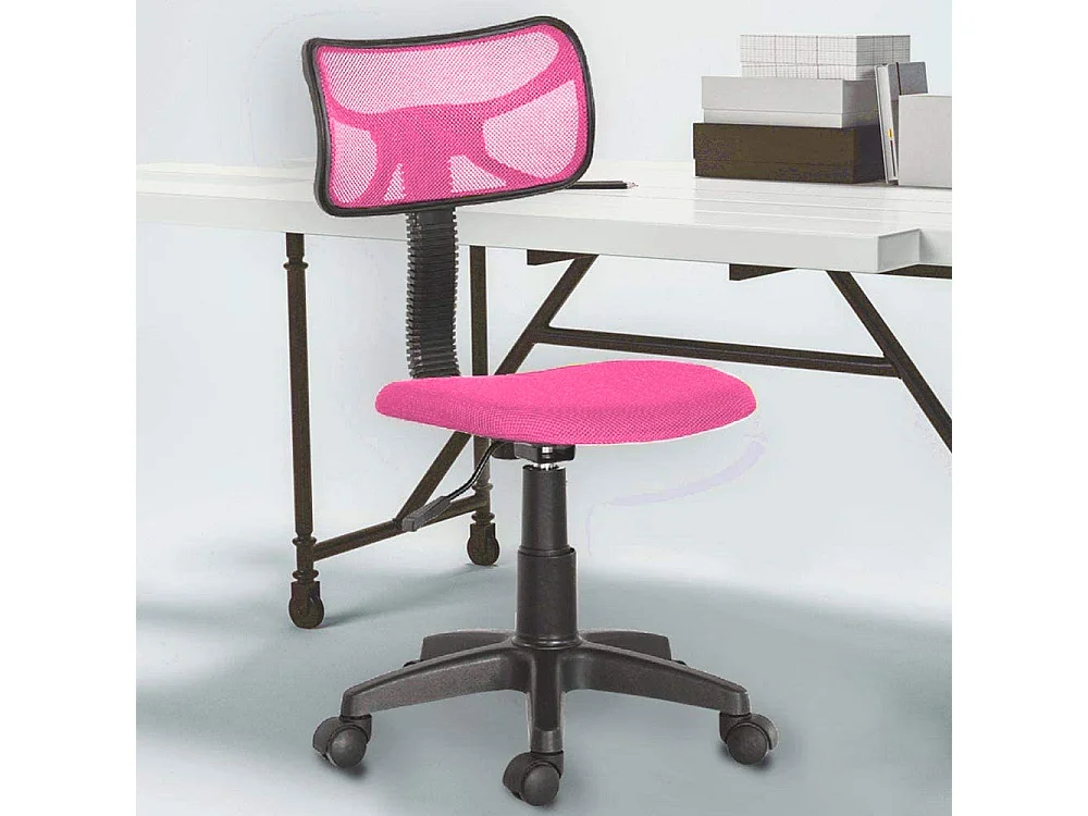 Sedia Girevole 5 Ruote Ufficio Cameretta Scrivania Schienale Ergonomico Rosa