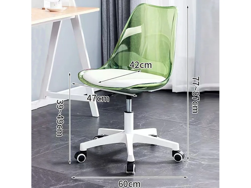 Sedia da Scrivania con ruote e Schienale trasparente Verde Poltrona da Ufficio