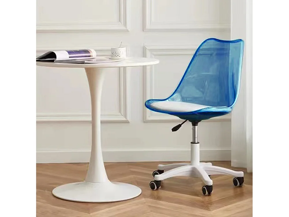 Sedia da Scrivania con ruote e Schienale trasparente Blu Poltrona da Ufficio