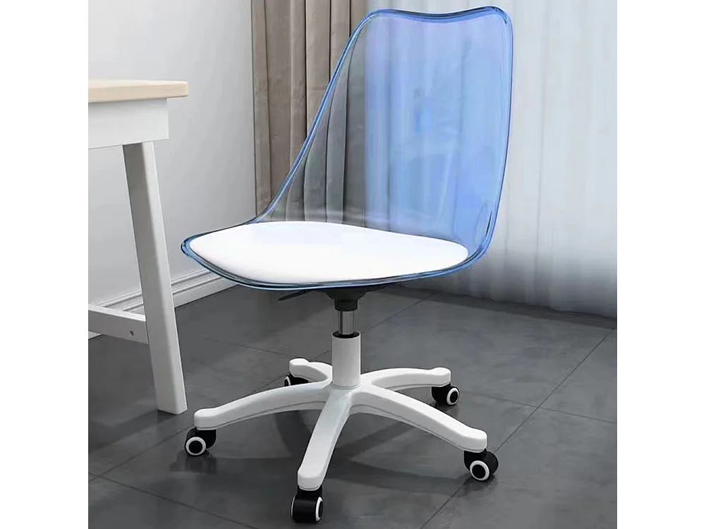 Sedia da Scrivania con ruote e Schienale trasparente Blu Poltrona da Ufficio