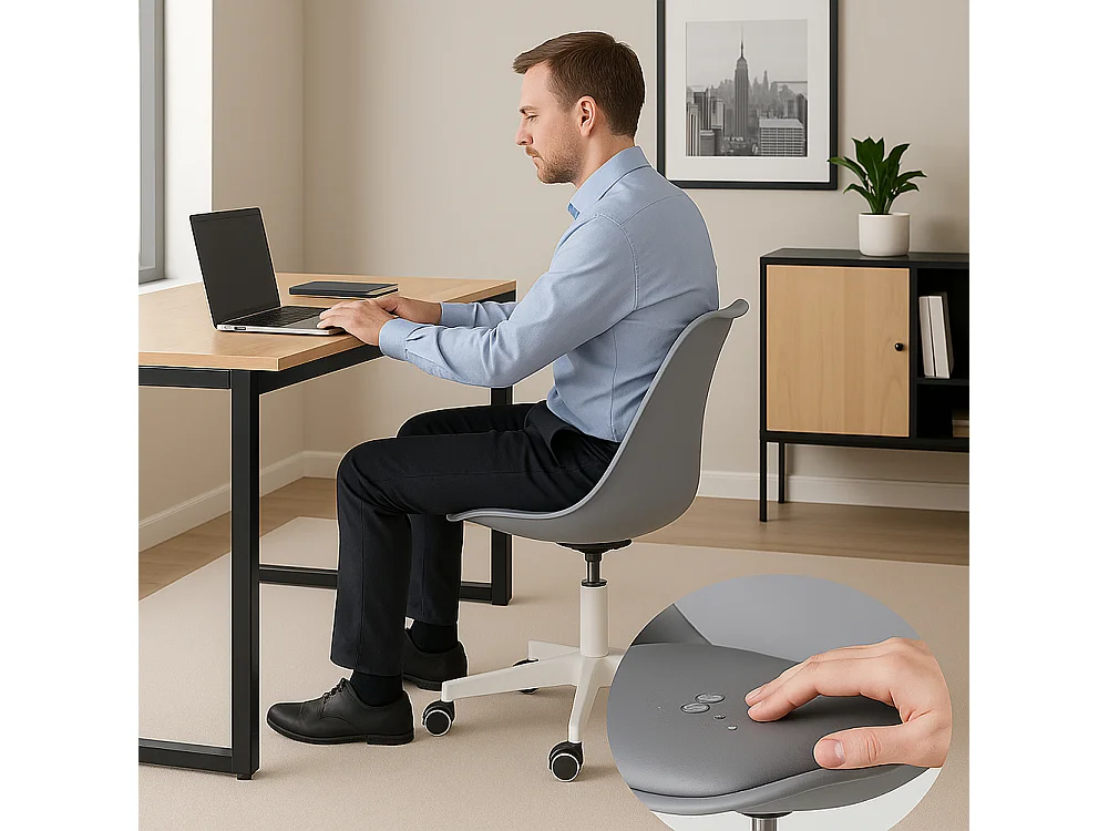 Sedia da Ufficio Full Grigio Poltrona da Studio e Casa Ergonomica con Ruote