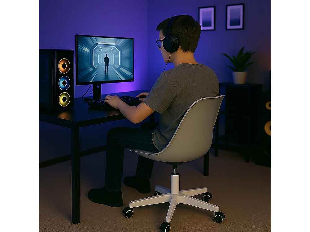 Sedia da Ufficio Full Grigio Poltrona da Studio e Casa Ergonomica con Ruote