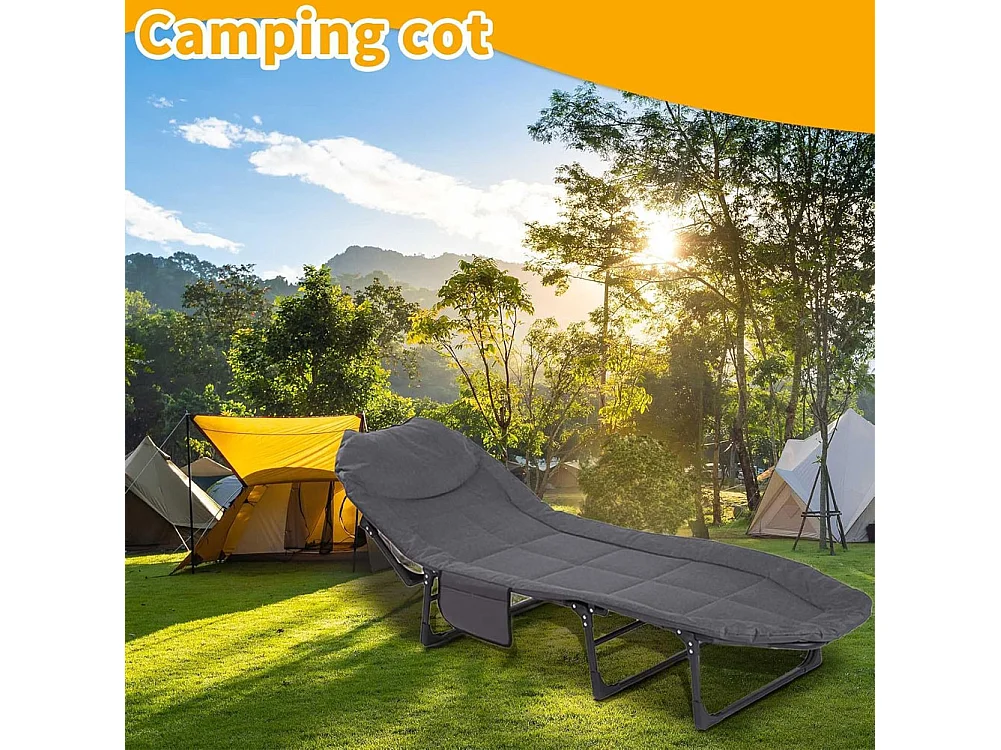 Lettino Brandina da Campeggio Letto Pieghevole Salvaspazio con tasca laterale