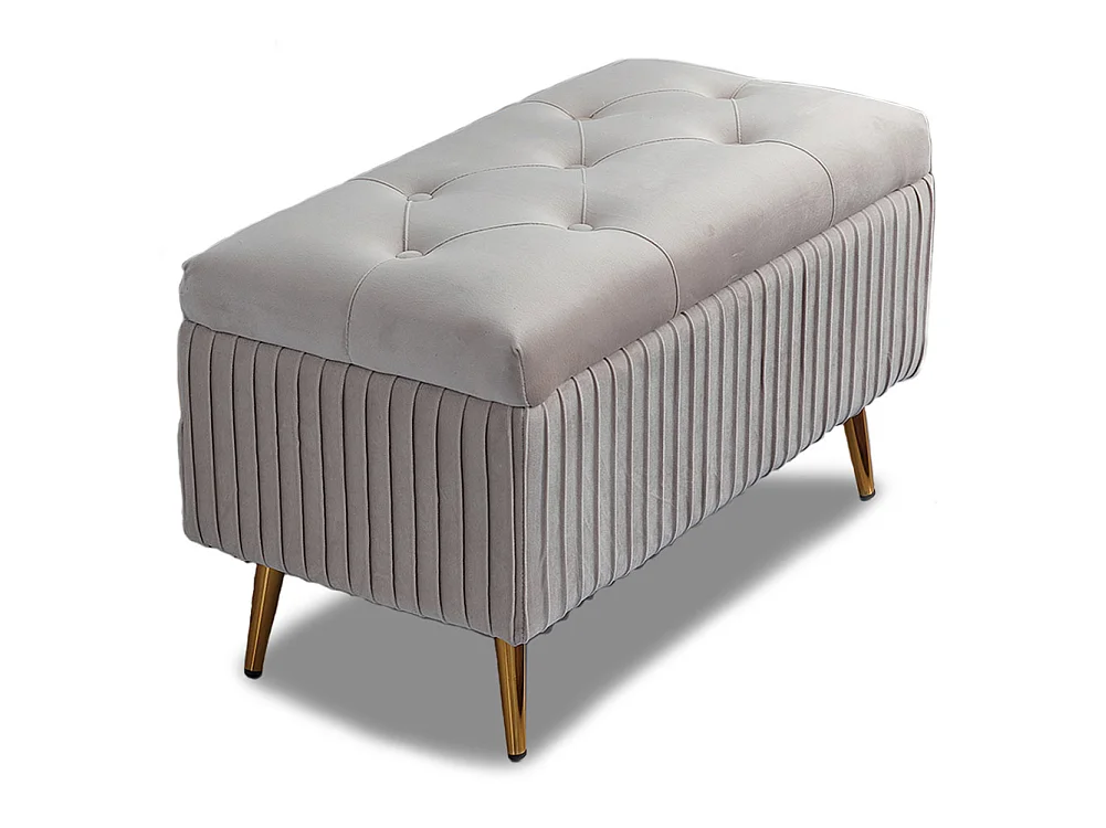 Pouf Contenitore Panta in Velluto Rettangolare Morbido Capiente Divanetto Grigio