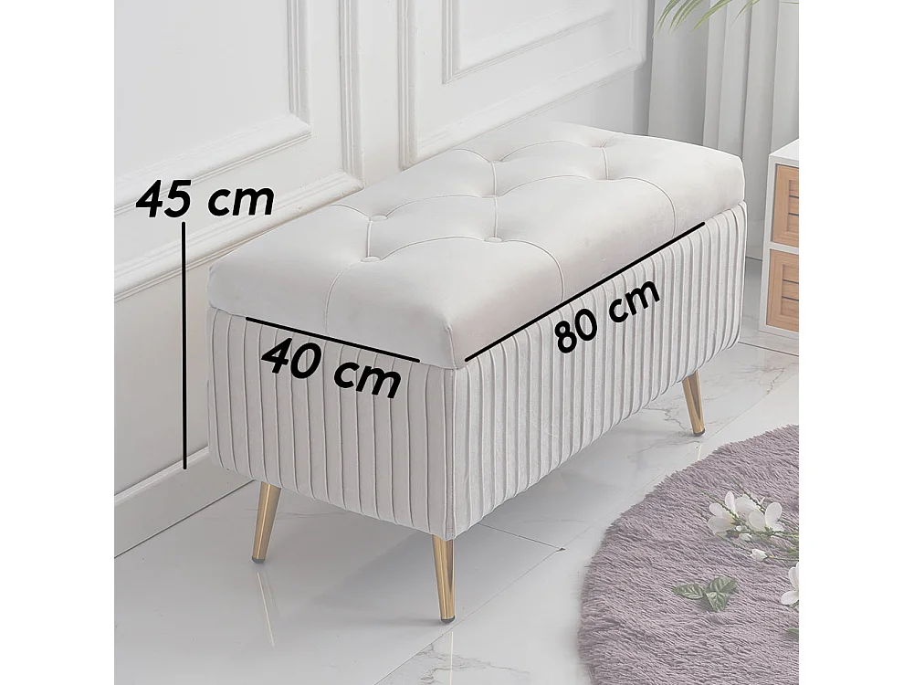 Pouf Contenitore Panta in Velluto Rettangolare Morbido Capiente Divanetto Grigio