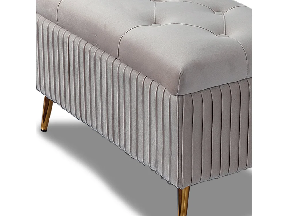Pouf Contenitore Panta in Velluto Rettangolare Morbido Capiente Divanetto Grigio