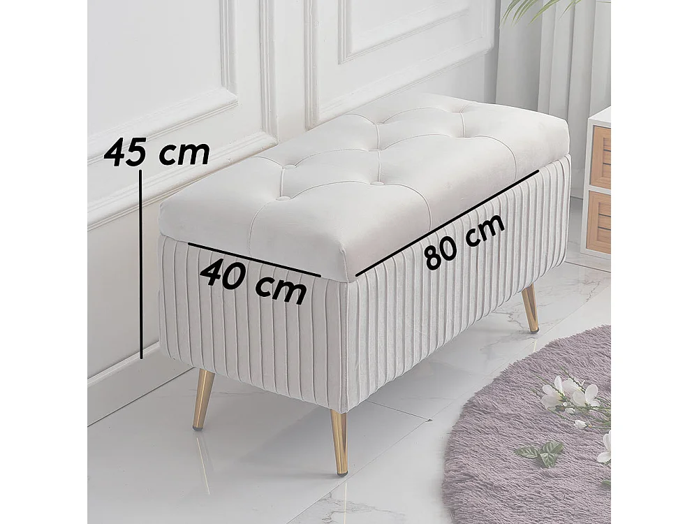 Pouf Contenitore Panta in Velluto Rettangolare Morbido Capiente Divanetto Grigio