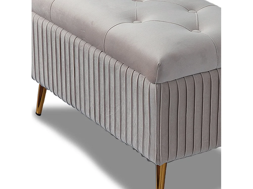 Pouf Contenitore Panta in Velluto Rettangolare Morbido Capiente Divanetto Grigio
