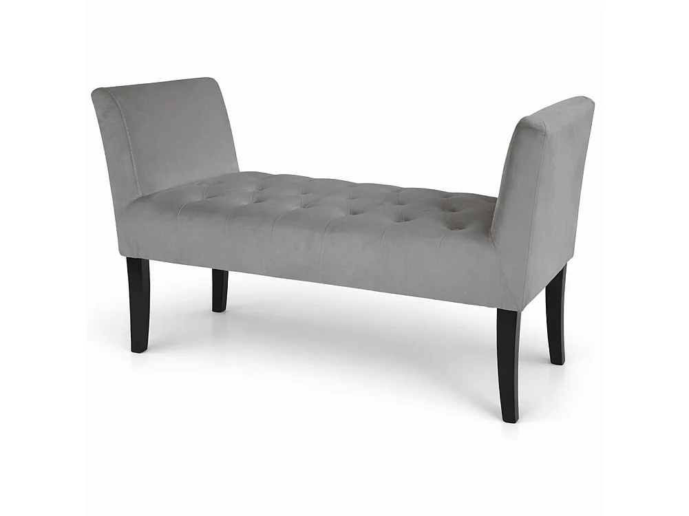 Panca Grigio con Piedi in Legno e Rivestimento Velluto Camera da Letto Ingresso