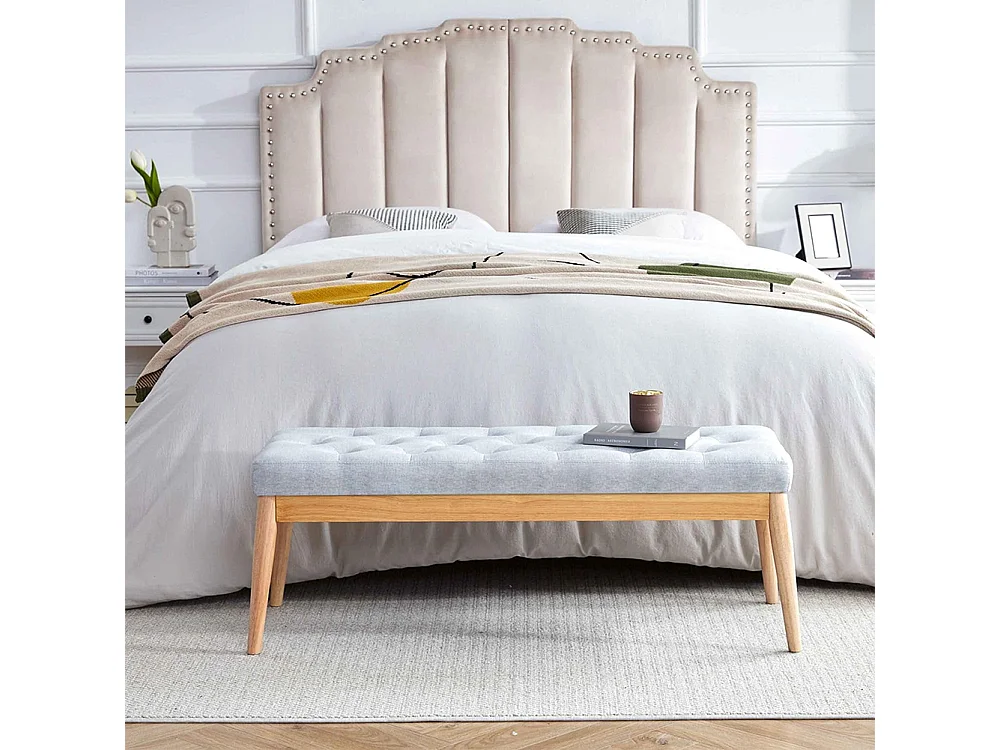 Cassapanca Pouf Ottomana Grigio Ingresso Panca Imbottitura Alta Densità 108x41cm