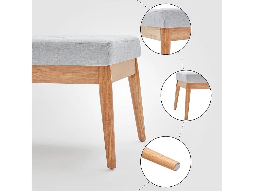 Cassapanca Pouf Ottomana Grigio Ingresso Panca Imbottitura Alta Densità 108x41cm