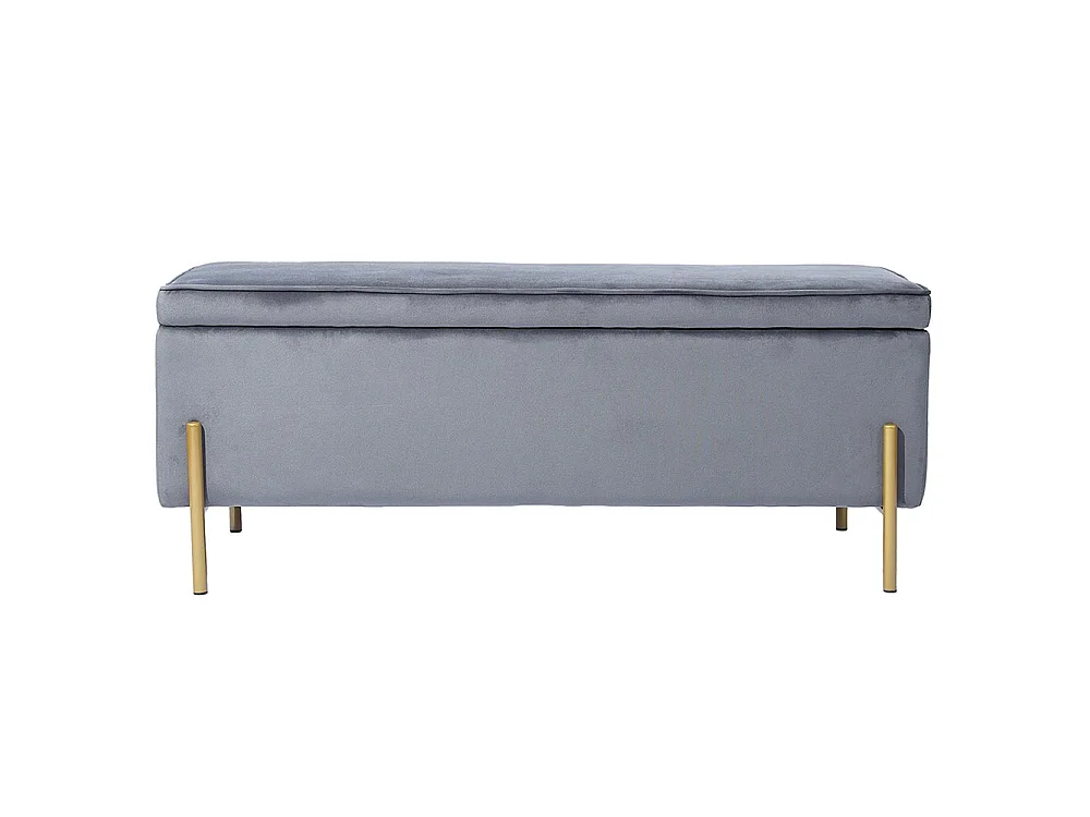Cassapanca Pouf Contenitore Panca Sgabello Poggiapiedi in Tessuto Velluto Grigio