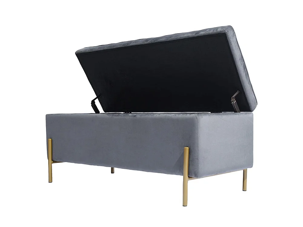 Cassapanca Pouf Contenitore Panca Sgabello Poggiapiedi in Tessuto Velluto Grigio