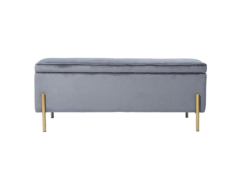 Cassapanca Pouf Contenitore Panca Sgabello Poggiapiedi in Tessuto Velluto Grigio