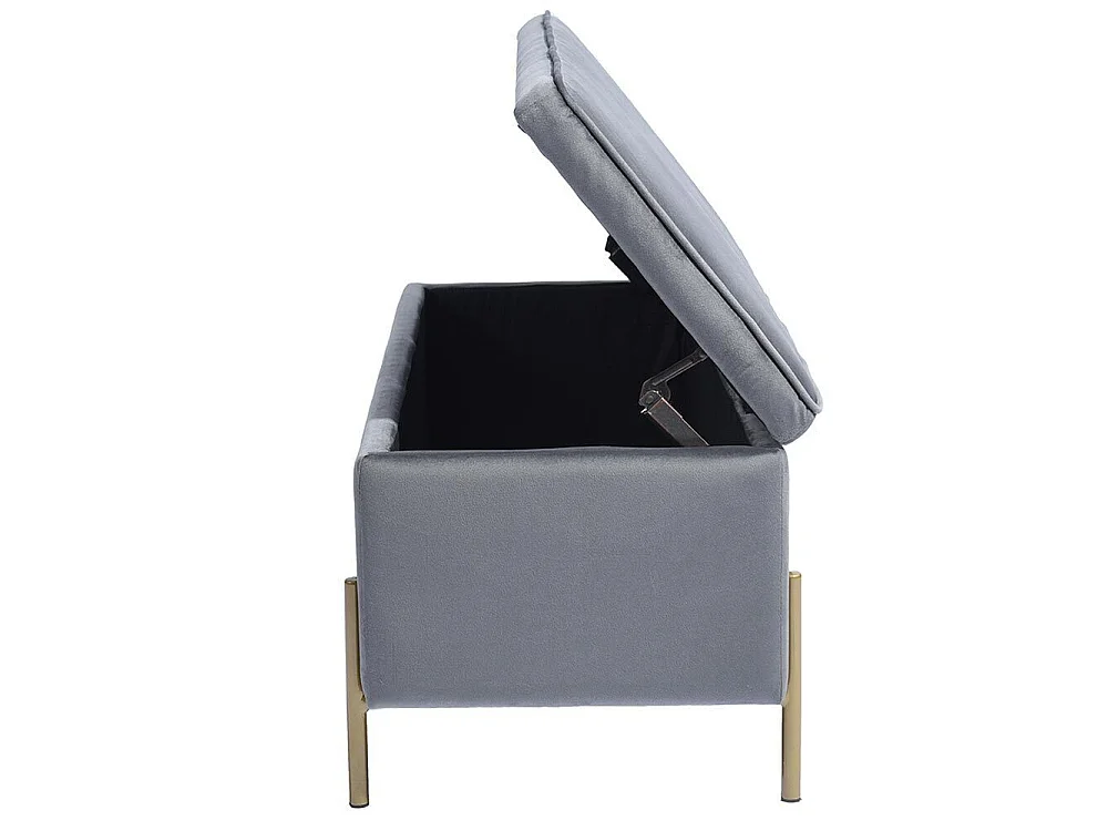 Cassapanca Pouf Contenitore Panca Sgabello Poggiapiedi in Tessuto Velluto Grigio