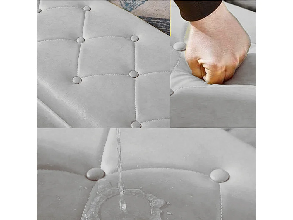 Pouf Panca Contenitore in Ecopelle Cassapanca Capiente Divanetto Grigio Chiaro