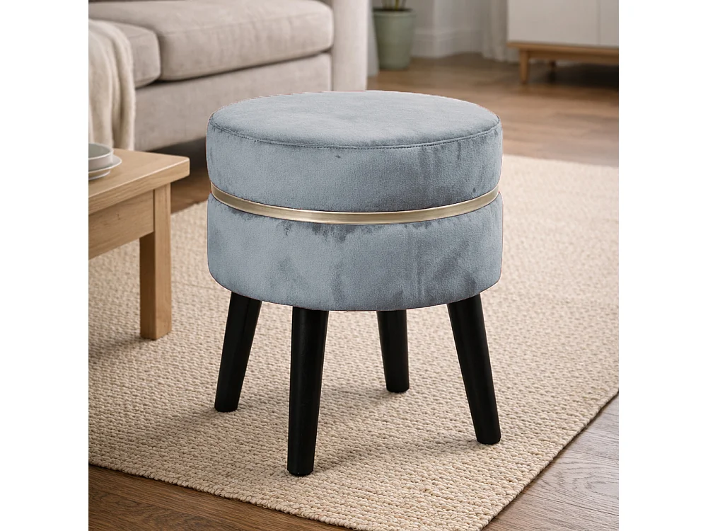 Pouf Sgabello Rotondo Cielo Design Moderno Poggiapiedi con Rivestimento Velluto