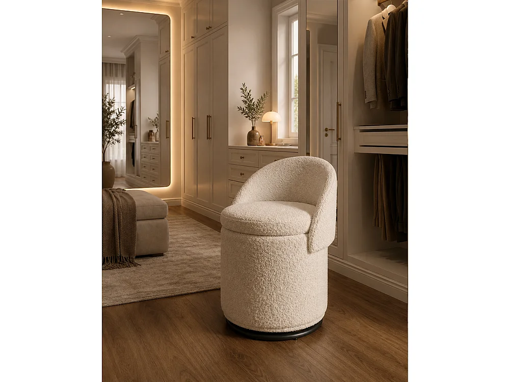 Pouf Contenitore con Schienale Reclinabile e Base Girevole Design Teddy 48x68 cm