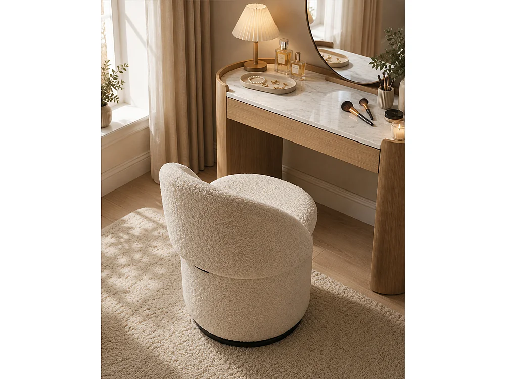 Pouf Contenitore con Schienale Reclinabile e Base Girevole Design Teddy 48x68 cm