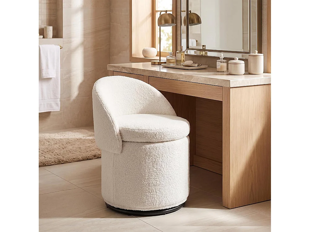 Pouf Contenitore con Schienale Reclinabile e Base Girevole Design Teddy 48x68 cm