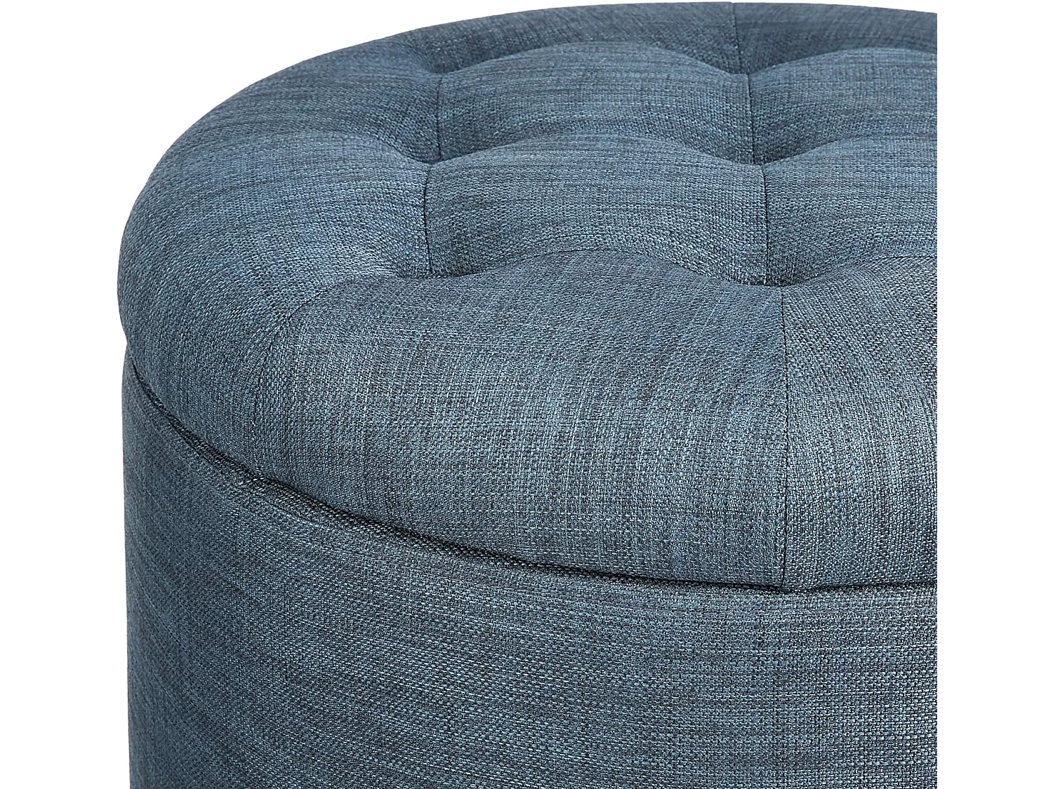 Pouf Contenitore Poggiapiedi in legno e tessuto Blu Sgabello Baule con scomparto