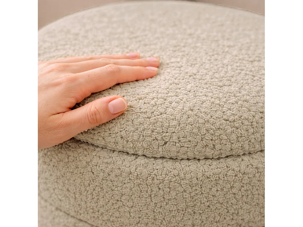 Set 2 pouf contenitore teddy beige cm Ø43x45h e Ø35x40h