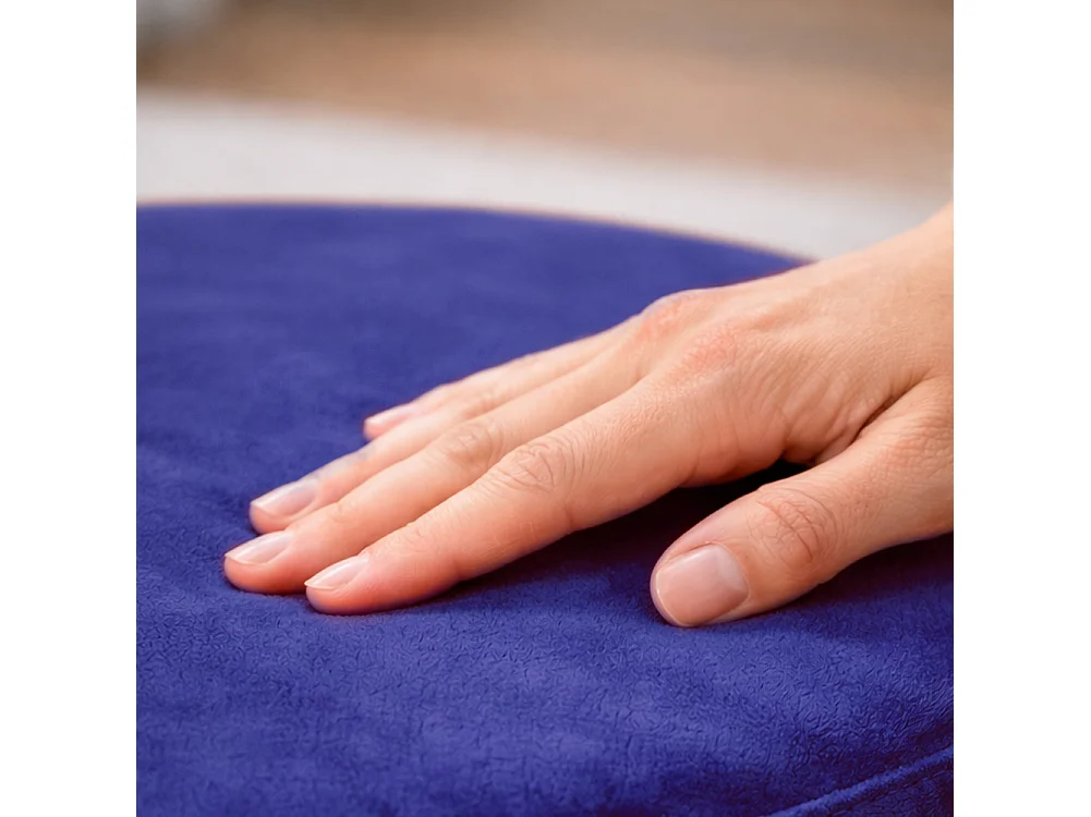 Pouf Sgabello Rotondo Blu Design Moderno Poggiapiedi con Rivestimento in Velluto
