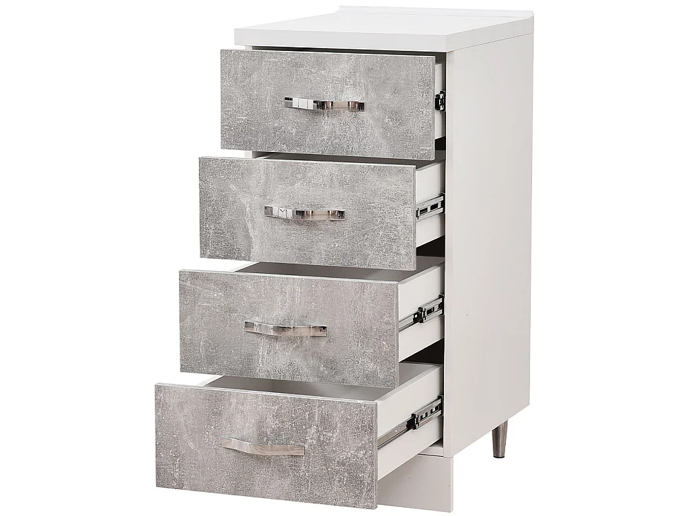 Cassettiera per Cucina Mobile Mobiletto 4 Cassetti Legno Colore Grigio Cemento