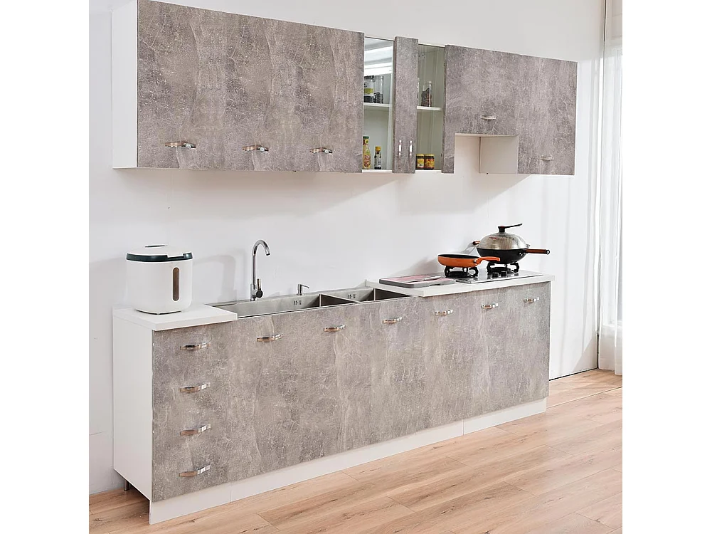 Cassettiera per Cucina Mobile Mobiletto 4 Cassetti Legno Colore Grigio Cemento
