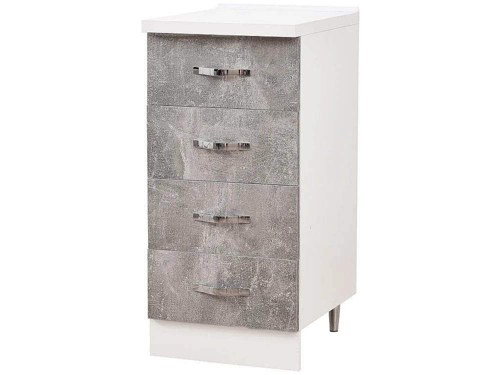 Cassettiera per Cucina Mobile Mobiletto 4 Cassetti Legno Colore Grigio Cemento