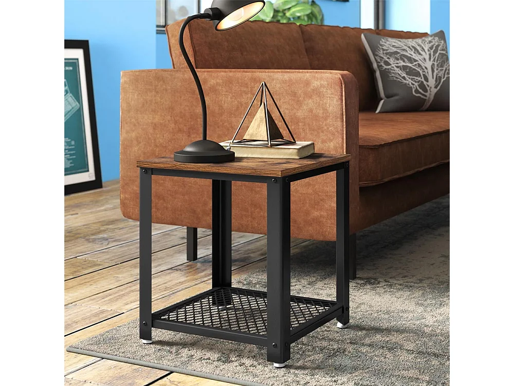 Tavolino Caffe Divano Salotto Quadrato Design Moderno Industriale Legno Metallo