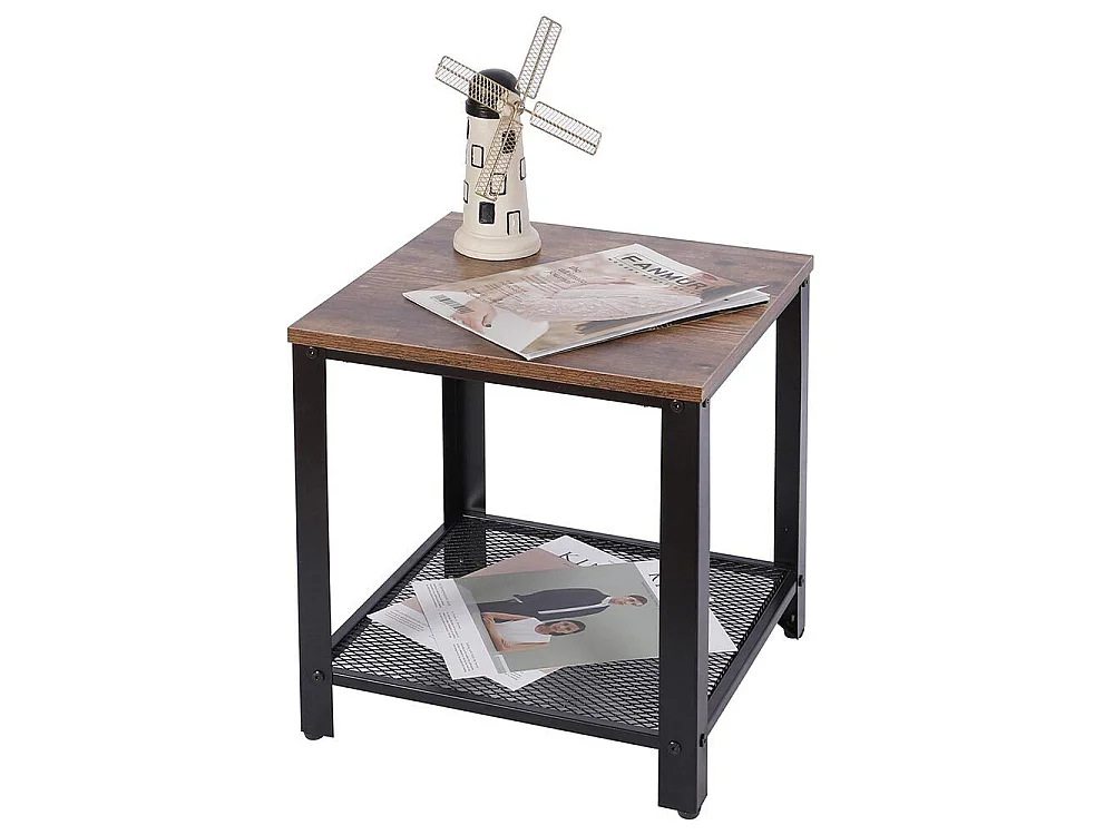 Tavolino Caffe Divano Salotto Quadrato Design Moderno Industriale Legno Metallo