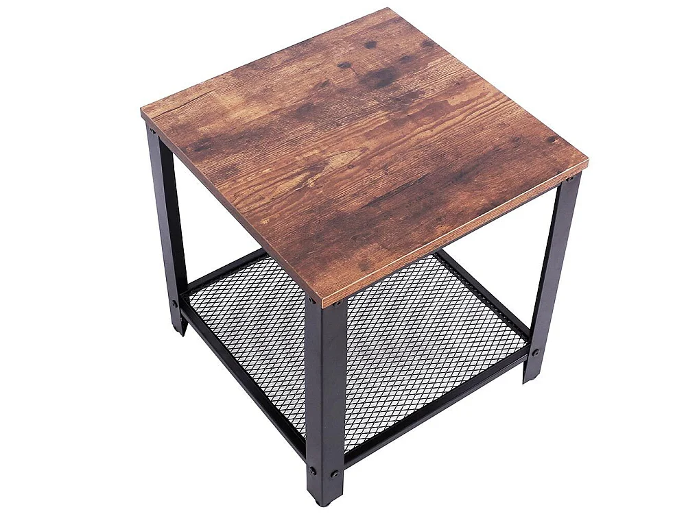 Tavolino Caffe Divano Salotto Quadrato Design Moderno Industriale Legno Metallo