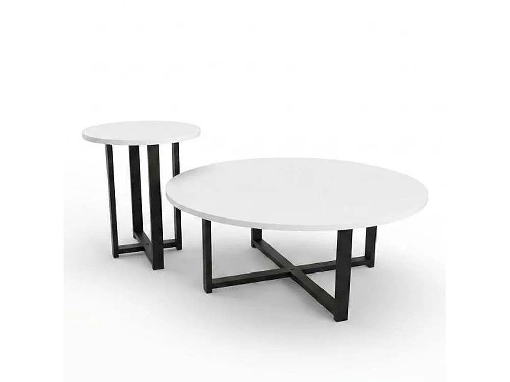 Set 2 Tavolini da Caffè per Soggiorno Bianco Design Moderno Tavolo Salvaspazio