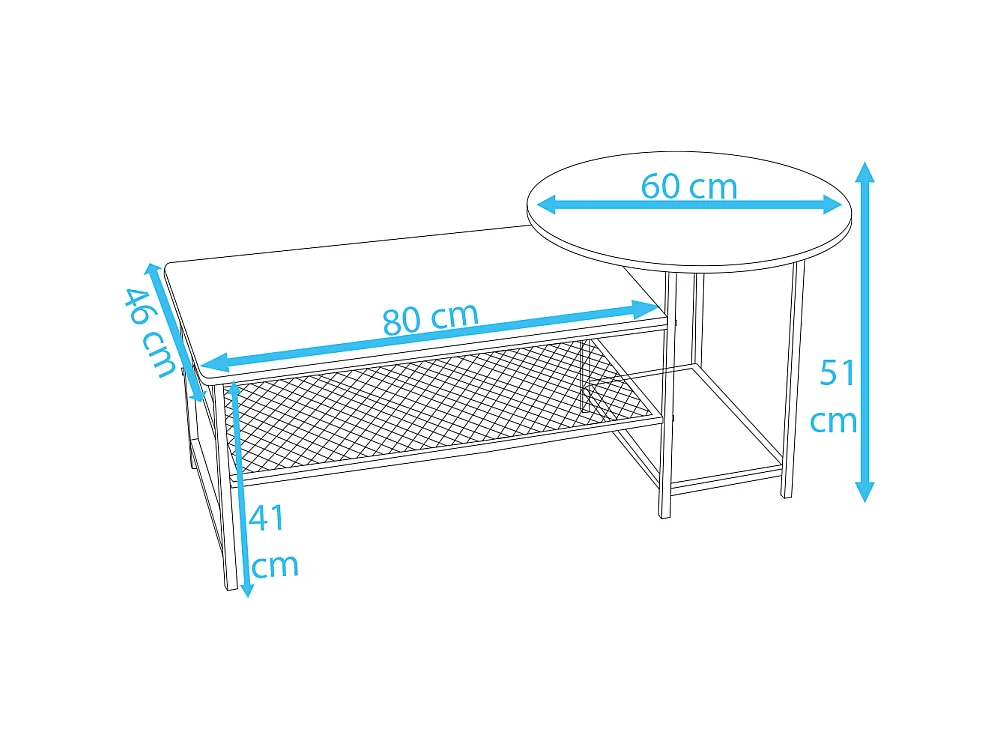 Tavolino 2 in 1 Divisibile Design Industrial 4 Ripiani Tavolo Divano Basso Caffè