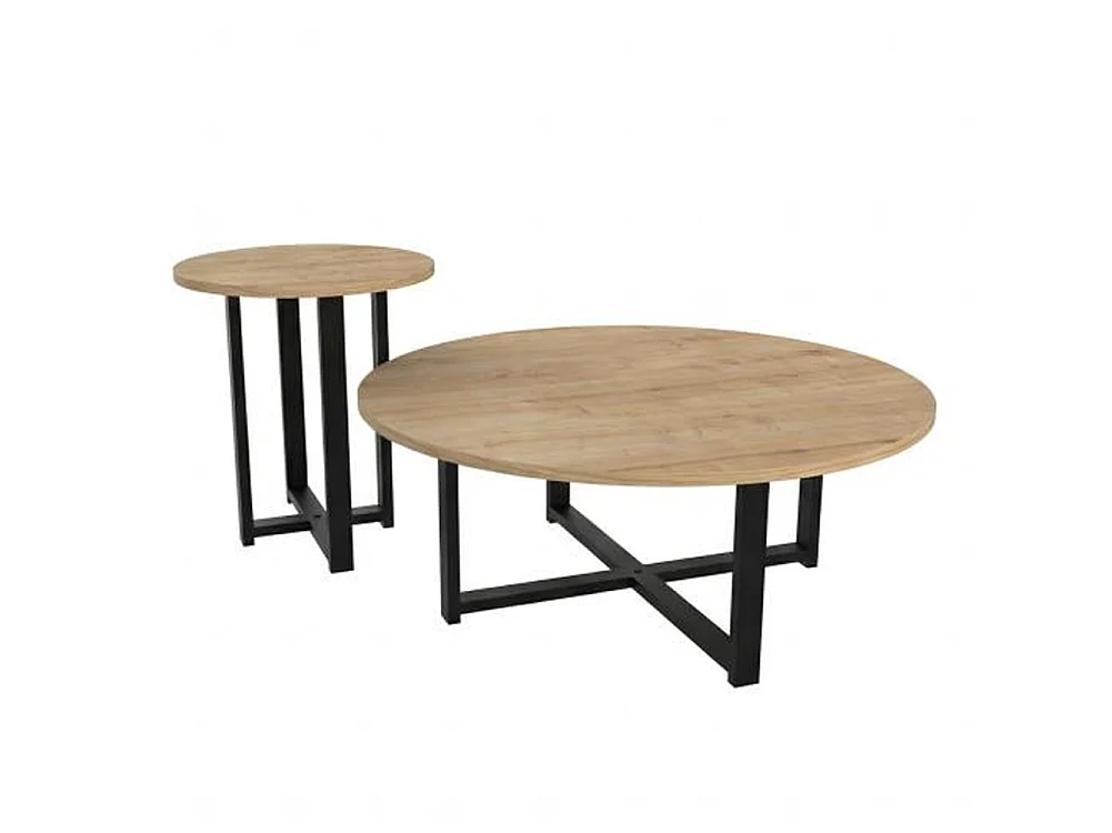 Set 2 Tavolini da Caffè per Soggiorno Quercia Design Moderno Tavolo Salvaspazio