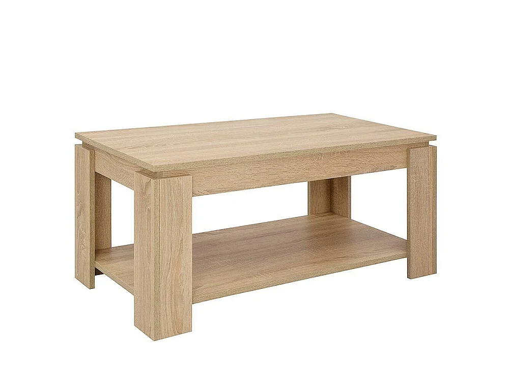 Tavolino Soggiorno con Rialzo Contenitore Tavolo Salotto Moderno Apribile Beige