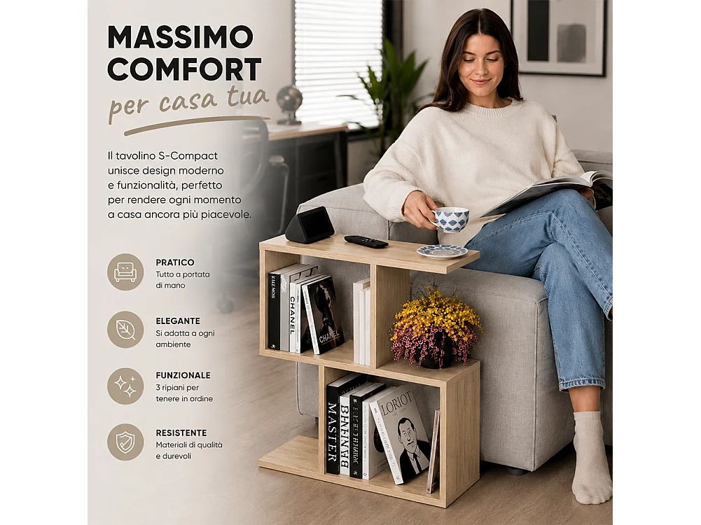 Tavolino da Caffè Rovere Tavolo S Divano Soggiorno Design Moderno 60x60x19.5 cm