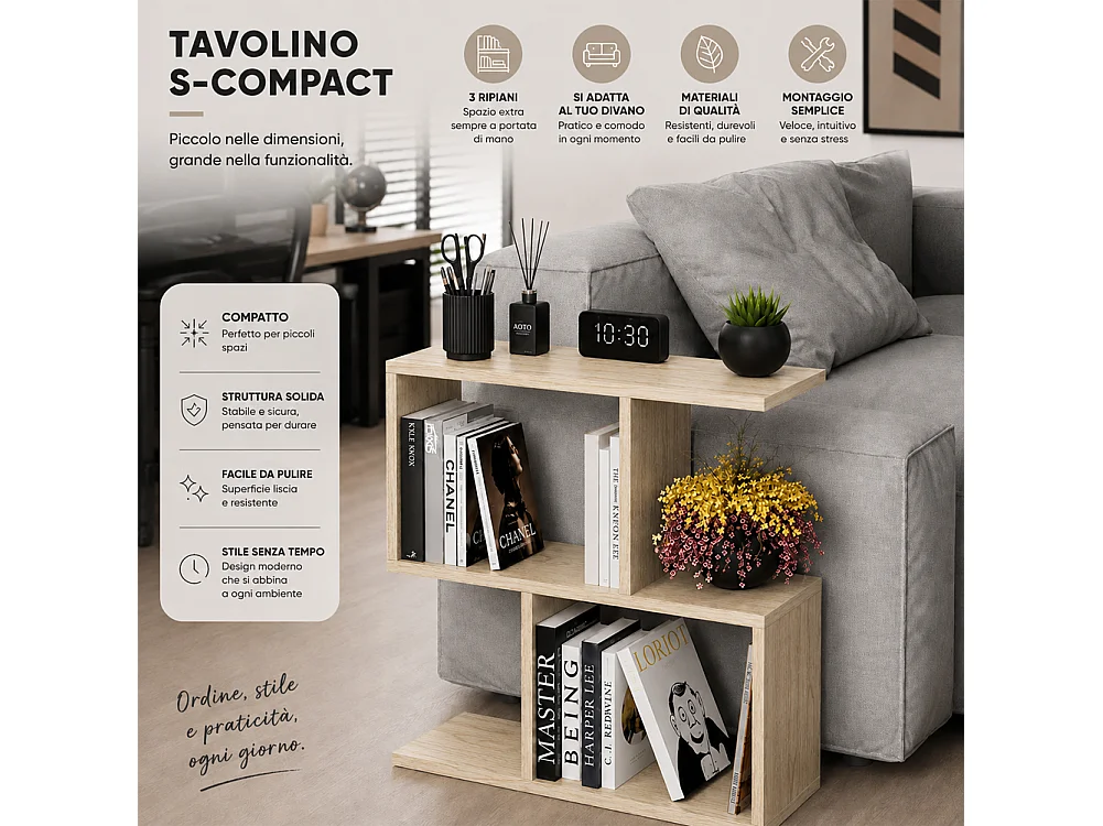 Tavolino da Caffè Rovere Tavolo S Divano Soggiorno Design Moderno 60x60x19.5 cm