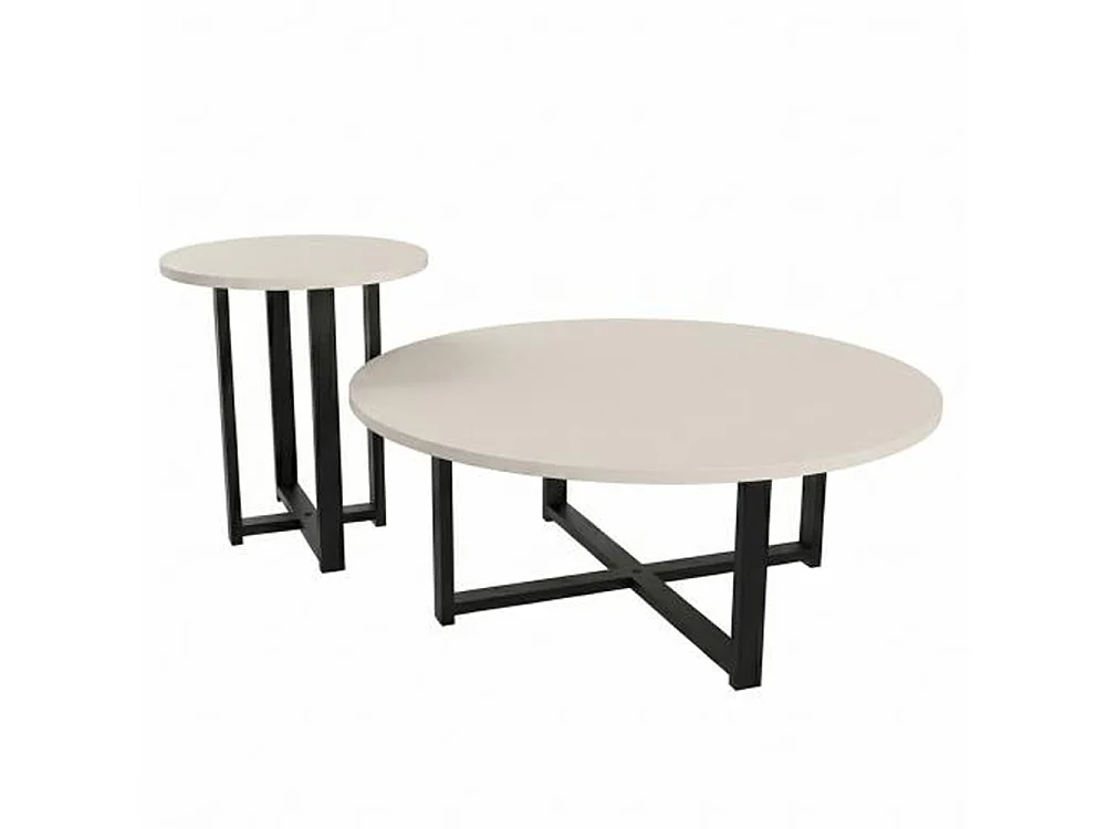 Set 2 Tavolini da Caffè per Soggiorno Sabbia Design Moderno Tavolo Salvaspazio