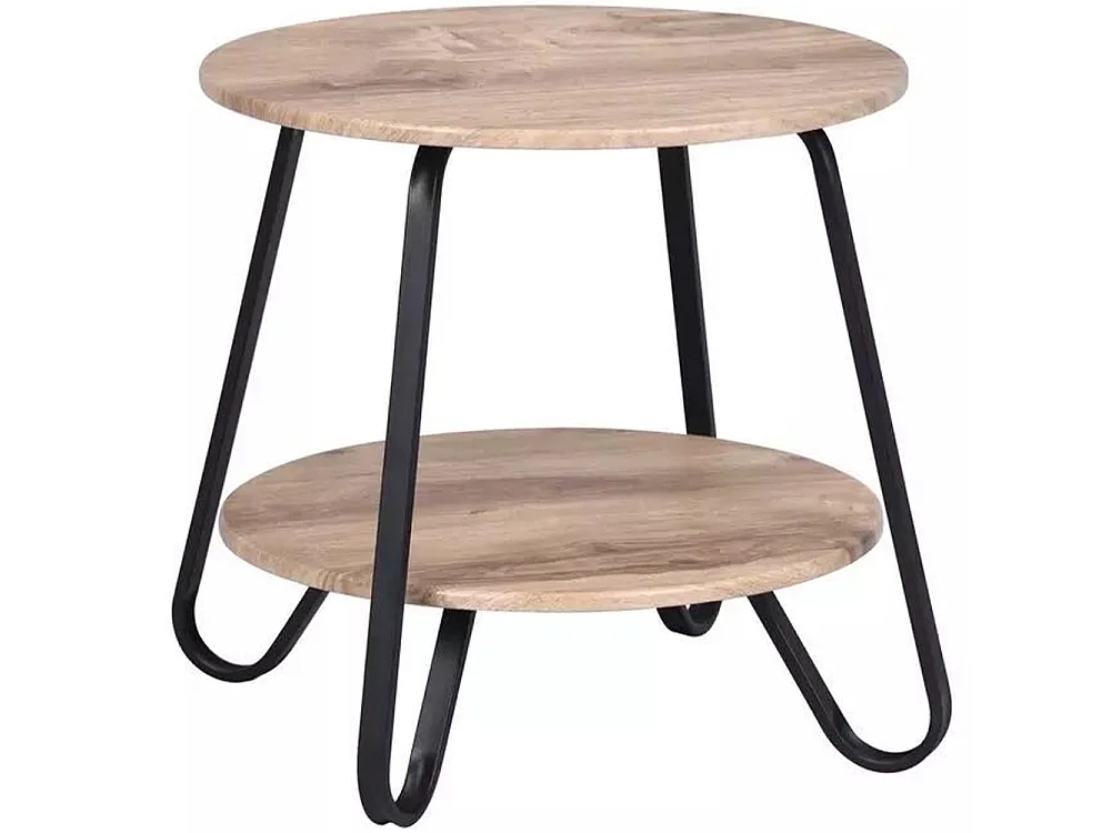 Tavolino Tavolo Moderno Design Rotondo Struttura Nera Piano Tortora Salvaspazio