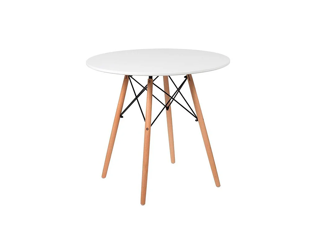 Pack de 1 mesa redonda de 80x75 cm y 4 sillas Tulipa en color blanco Nórdico
