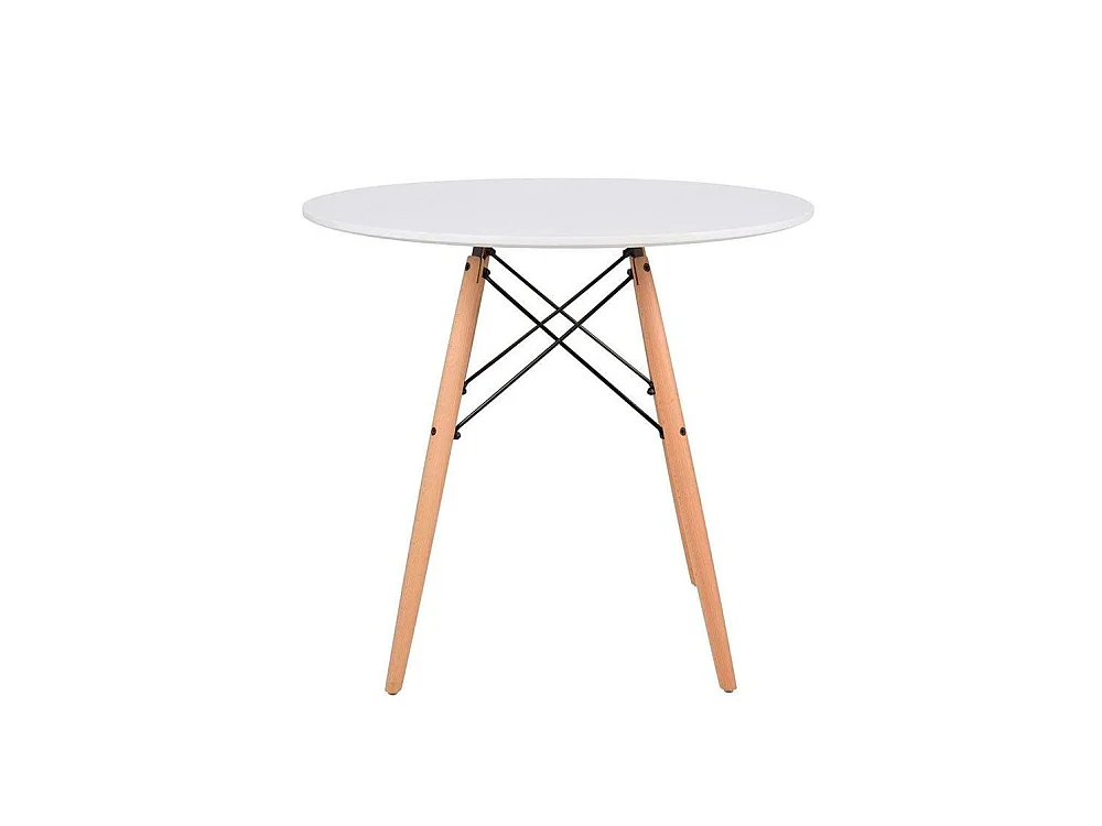Pack de 1 mesa redonda de 80x75 cm y 4 sillas Tulipa en color blanco Nórdico
