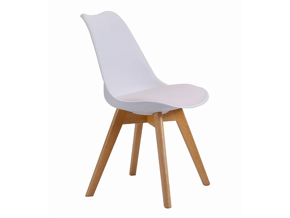 Pack de 1 mesa rectangular de 120x80x75 cm y 4 sillas Tulipa en color blanco Nórdico