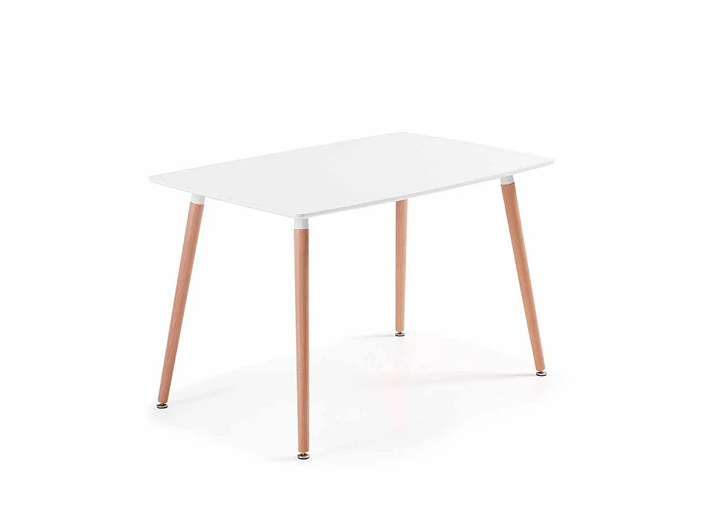 Pack de 1 mesa rectangular de 120x80x75 cm y 4 sillas Tulipa en color blanco Nórdico