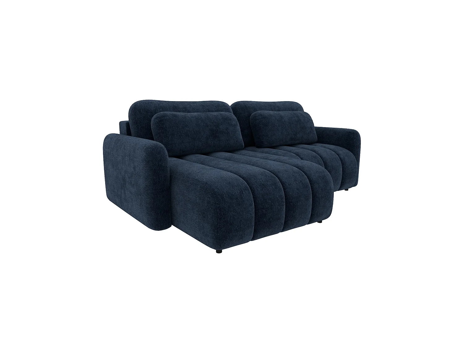 Divano angolare trasformabile ALTO L a 4 posti in ciniglia blu scuro: eleganza, morbidezza irresistibile, funzione letto e ampio vano contenitore